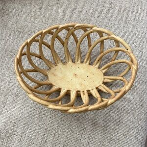 Vintage Ceramic Eucalyptus Stoneware Lattice Woven Basket EUC
